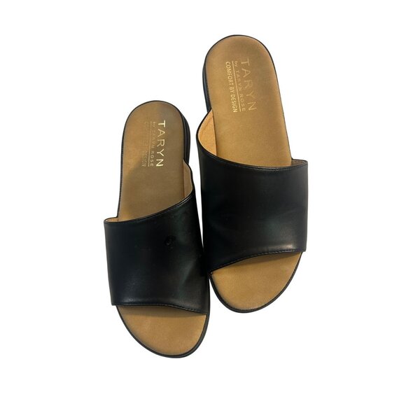 Taryn Rose Comfort by Design Asymmetrical Slide Sandal Black 9 - Picture 1 of 5